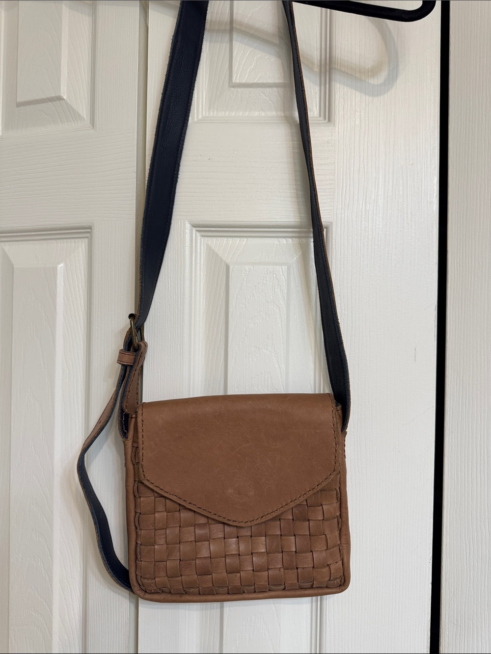 Lazarus leather artisan goods classic Woven Crossbody Bag in Brown